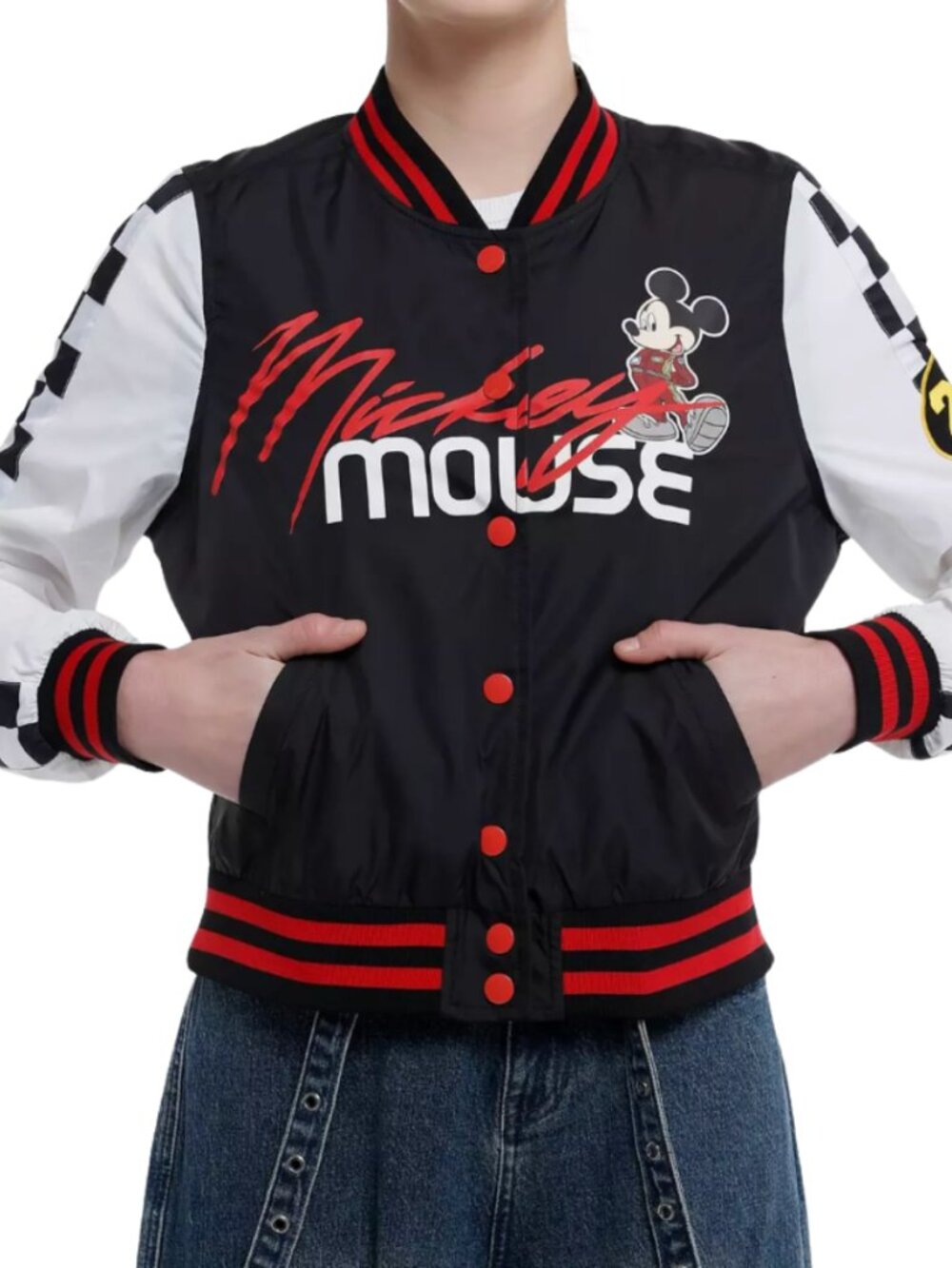 Disney Mickey Mouse Racing Varsity Windbreaker Bomber Jacket Size XS